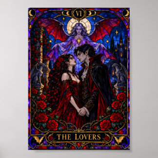 Póster La Carta de Tarot de Los Amantes Vidrio Pintado Gó