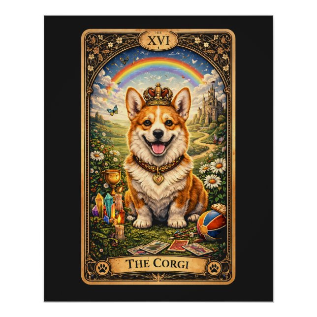 Póster La Carta de Tarot del Corgi (Anverso)