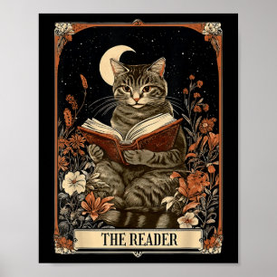 Póster La carta de tarot del lector gato libro de lectura