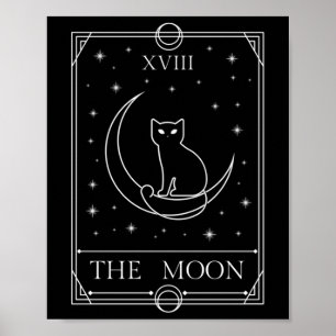 Póster La carta de tarot lunar negro gato bruñido ocultar