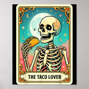 Póster La carta del tarot del amante de los tacos