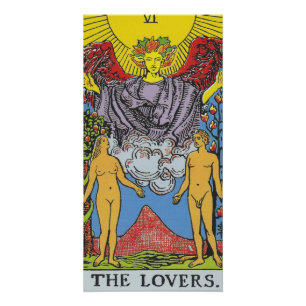 Póster La carta Tarot de los amantes que leen