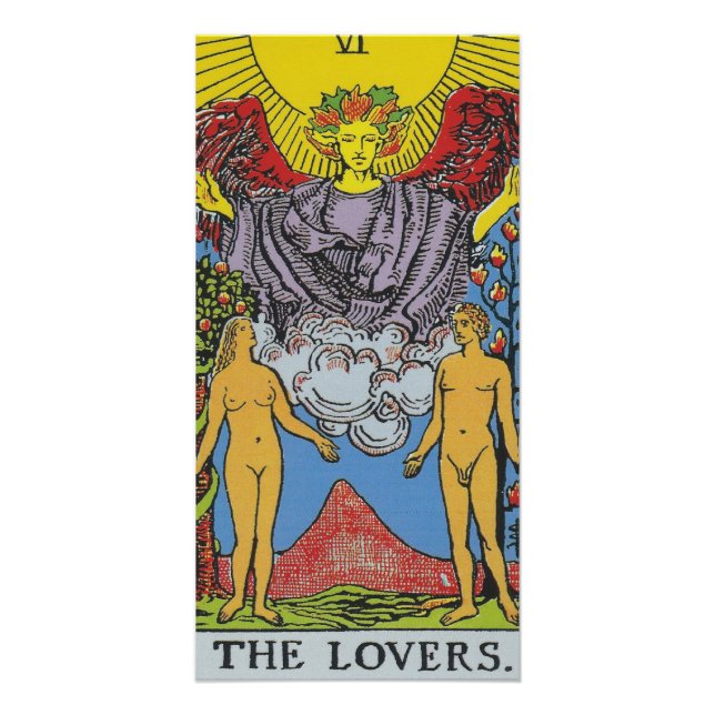 Póster La carta Tarot de los amantes que leen (Anverso)