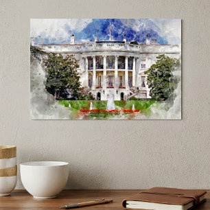 Póster La Casa Blanca en Washington DC – Fachada Sur