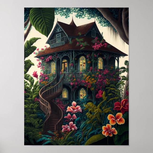 Póster La casa en un paraíso tropical (Frente)