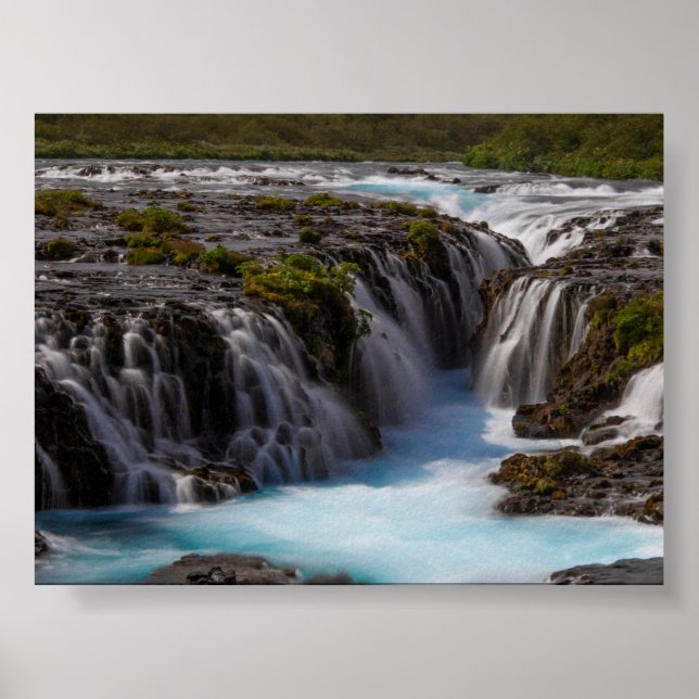 Póster La cascada Bruararfoss en Islandia (Frente)