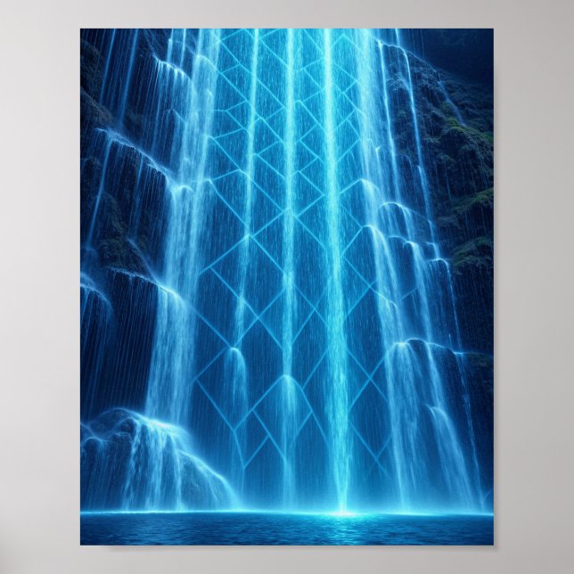 Póster La Cascada Cibernética: Una Luminosa Catarata Digi (Frente)