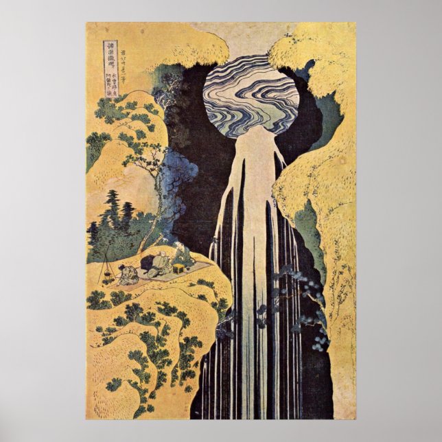 Póster La cascada de Amida por Katsushika Hokusai (Frente)