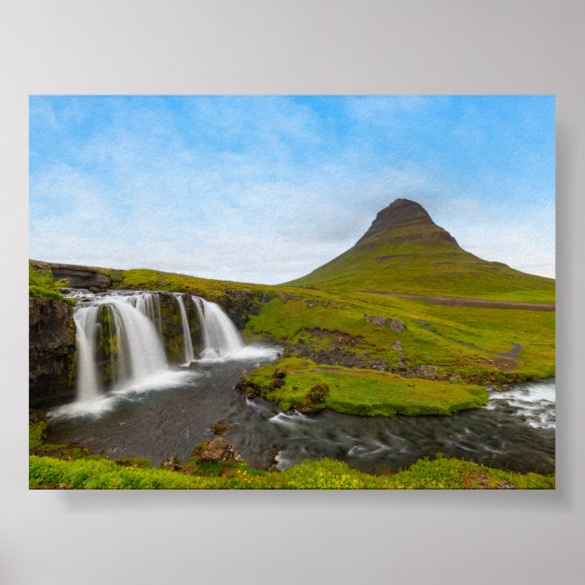 Póster La cascada y montaña Kirkjufell (Frente)