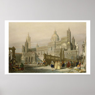 Póster La catedral en Palermo, Sicilia, grabada por Juan