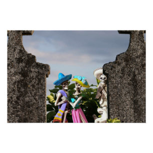 Póster La Catrina en el cementerio para Halloween