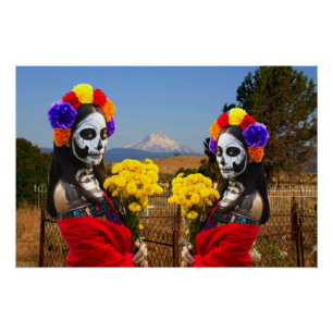 Póster La Catrina en el cementerio para Halloween