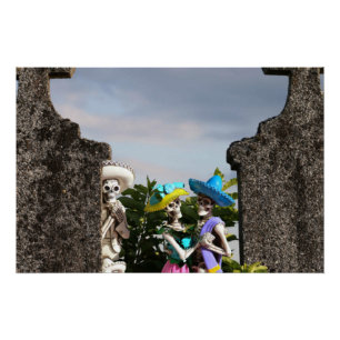 Póster La Catrina en el cementerio para Halloween