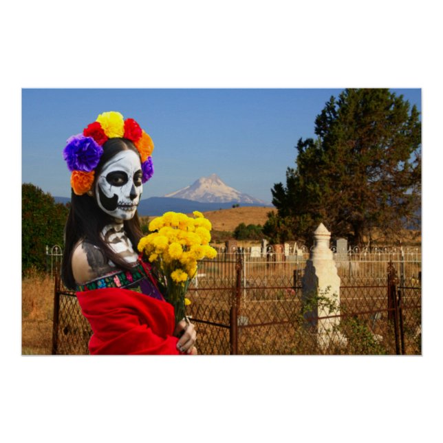 Póster La Catrina en el cementerio para Halloween (Anverso)