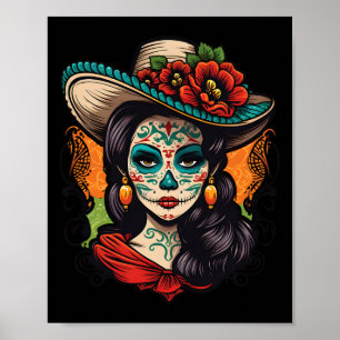 Póster La Catrina Mujeres Dia De Los Muertos Latina 