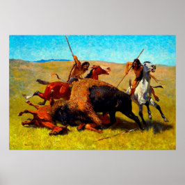 Póster La caza de búfalos Frederic Remington 1890