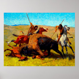 Póster La caza de búfalos Frederic Remington 1890