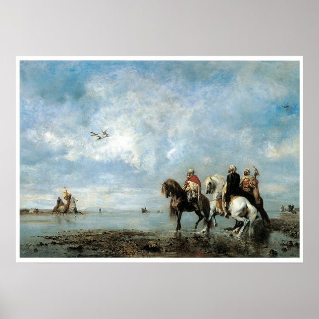 Póster La caza de garzas (Argelia), 1865 Eugene Fromentin (Frente)