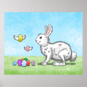 Póster La caza de huevos del conejo de Pascua