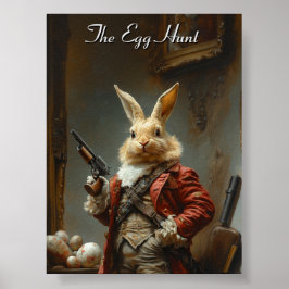 Póster La caza de huevos, la caza de conejitos de Pascua