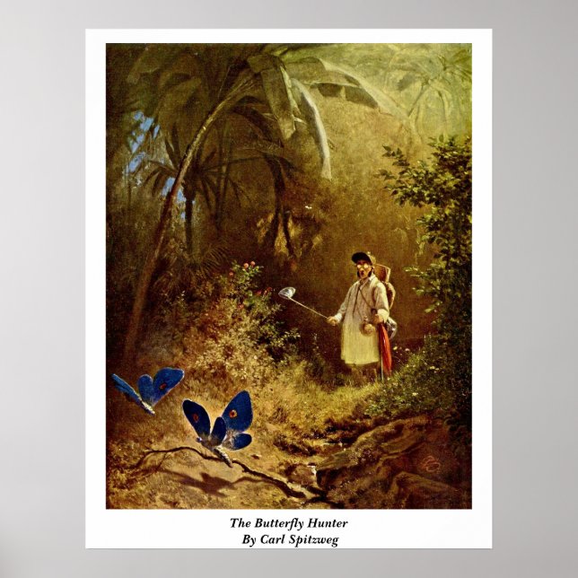 Póster La Caza De Mariposa Por Carl Spitzweg (Frente)