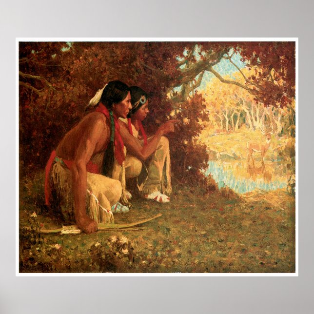 Póster La caza de venados de Eanger Irving Couse (Frente)