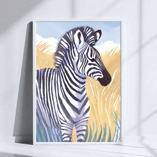 Póster La cebra   Animal de safari de acuarela Naturaleza