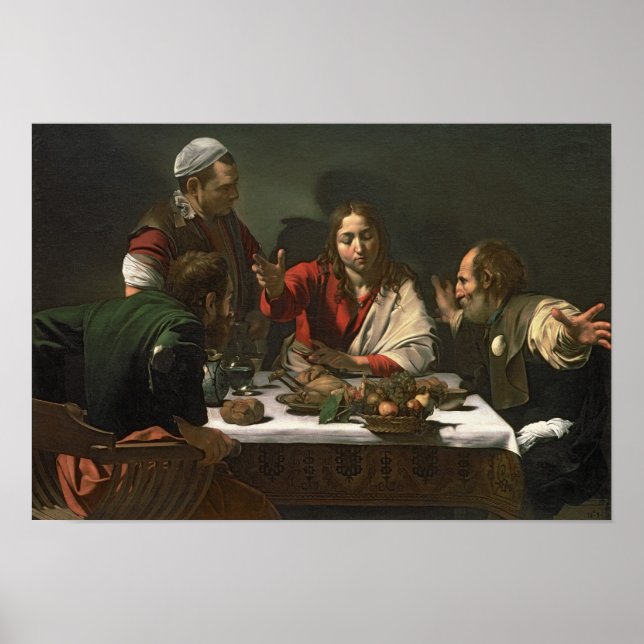 Póster La cena en Emmaus, 1601 (Frente)
