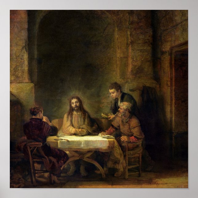 Póster La cena en Emmaus, 1648 (Frente)