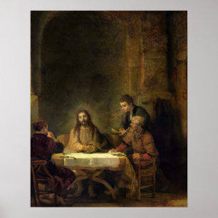 Póster La cena en Emmaus, 1648 (aceite en el panel)