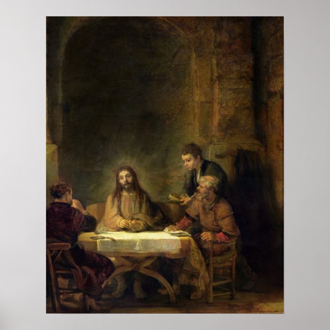Póster La cena en Emmaus, 1648 (aceite en el panel) (Frente)