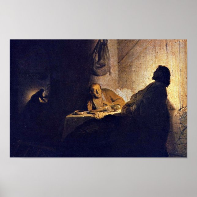 Póster La Cena En Emmaus. Por Rembrandt Van Rijn (Frente)