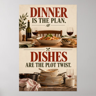 Póster La cena es el plan. Los platos son el giro inesper