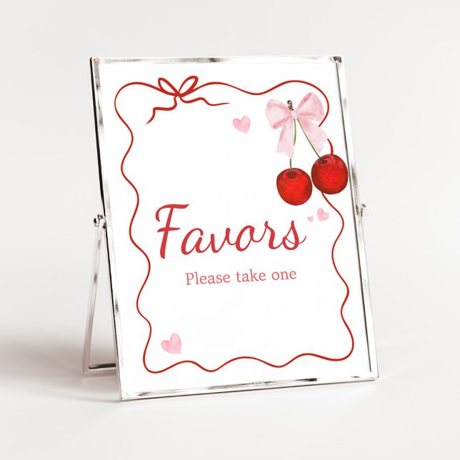 Póster La cereza en los mejores favoritos de Baby Shower  (Cherry on Top Baby Shower Favors Sign)