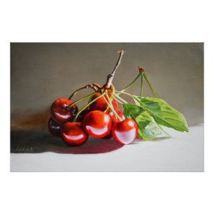 Póster La cereza realista y la vida con Bella Artes de ho