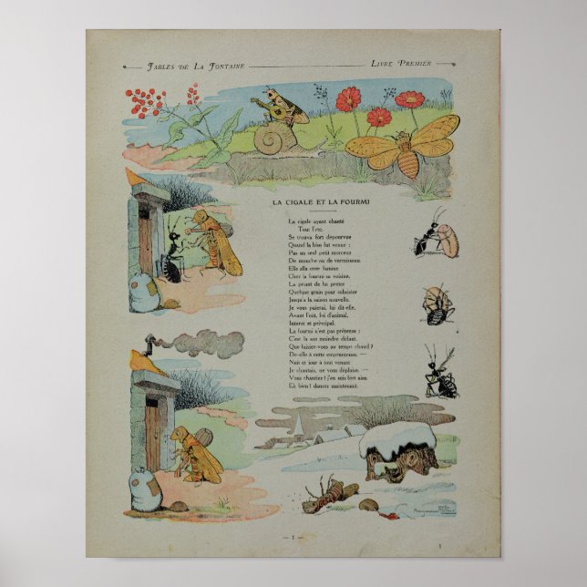 Póster La Cicada y la hormiga de las fábulas (Frente)