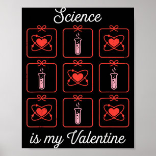 Póster La ciencia es mi San Valentín Química Átomo Tubo d