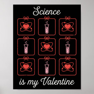 Póster La ciencia es mi San Valentín Química Átomo Tubo d