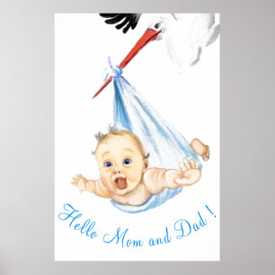Póster La cigüeña lleva pintura de Poster bebé