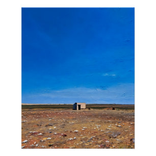 Póster La cima solitaria en el vasto paisaje del desierto
