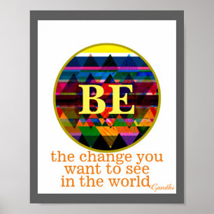 Póster La cita de Gandhi poster motivacional ser el cambi