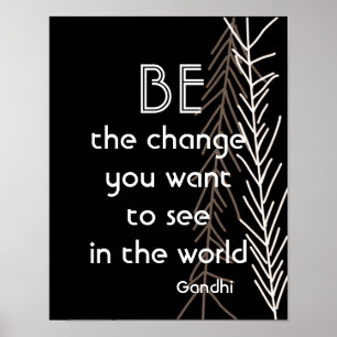 Póster La cita de Gandhi poster motivacional ser el cambi