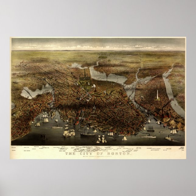 Póster La ciudad de Boston, 1873 (Frente)