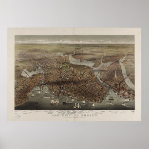 Póster La ciudad de Boston por Parsons y Atwater 1873