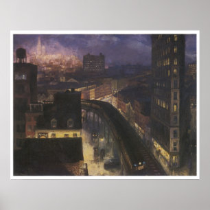 Póster La ciudad de Greenwich Village, John Sloan