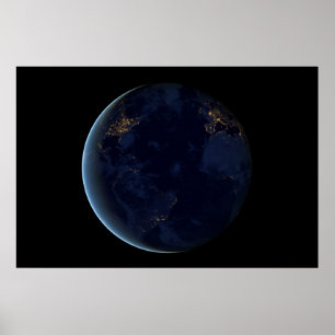 Póster La ciudad de la Tierra se ilumina de noche