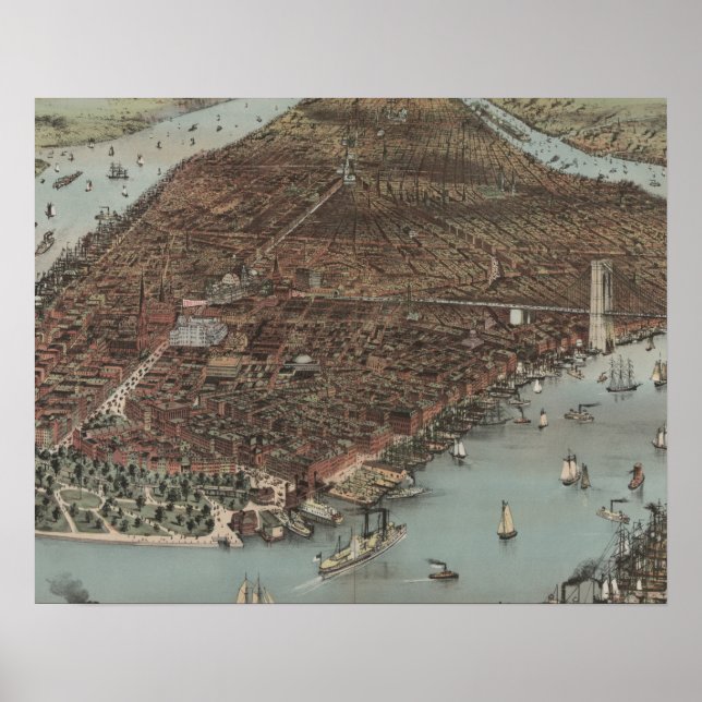 Póster La ciudad de Nueva York | 1883 (Litografía de colo (Frente)