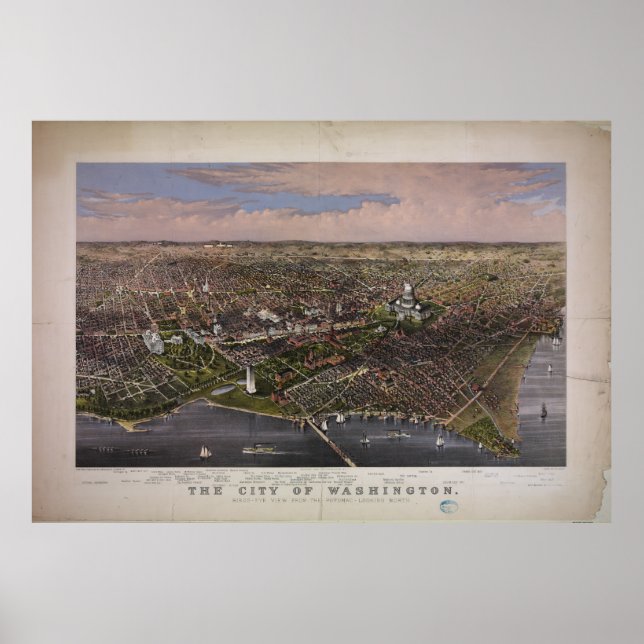 Póster La ciudad de Washington D.C. en 1880 (Frente)