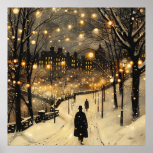 Póster La ciudad ilumina a los hombres de invierno de neg