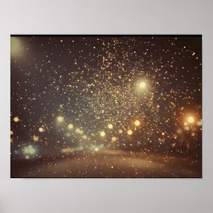 Póster La ciudad se ilumina en una noche lluviosa